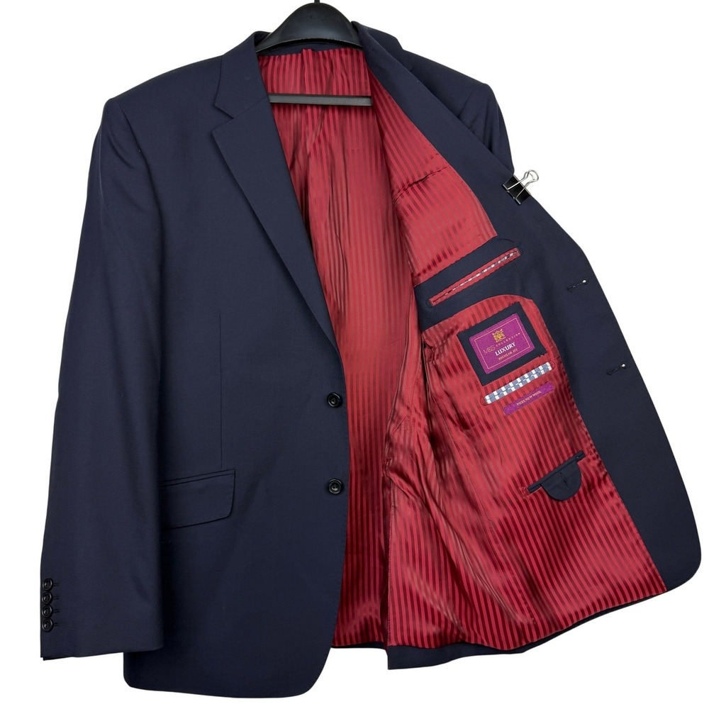 Marks & Spencer M&S Collection Mens 42R WOOL Blazer Sport Coat Jacket Navy Blue